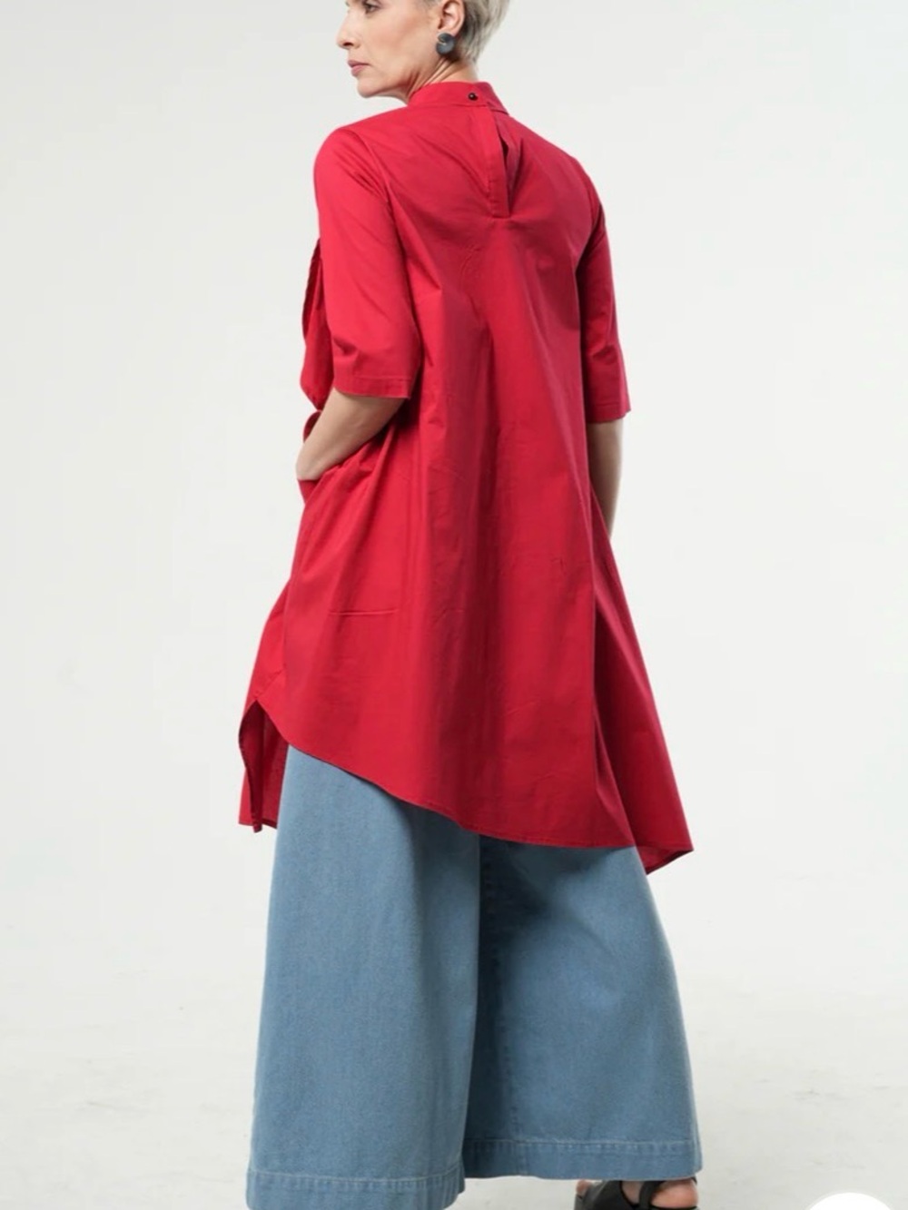 Women's METAMORPHOZA Red ASSYMETRIC Lagenlook TUNIC Shirt DRESS L - Picture 10 of 13